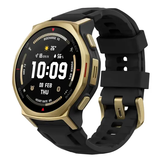 Smartwatch Amazfit T-Rex 3 Pro tela de 1.32" com pulseira de silicone cor preto y caixa color dourad