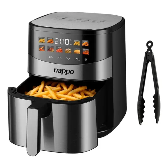 Freidora Sin Aceite Nappo Digital 6,5l 1500w Acero Inox