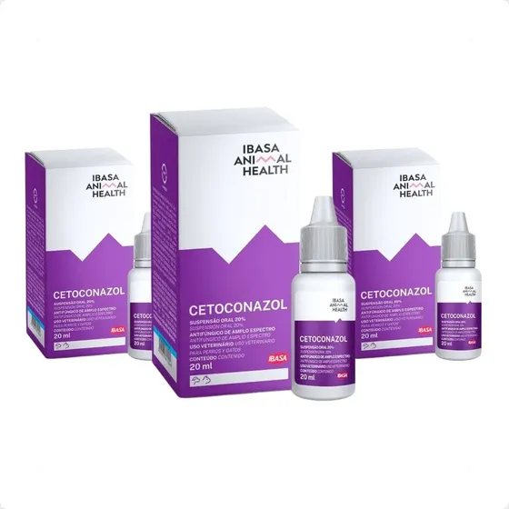 3 Cetoconazol Suspensão Oral 20% Ibasa 20ml Para Cães E Gato