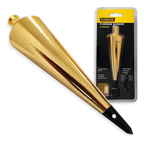 Plomada Kamasa 24oz 680g Latón Sólido con Punta de Acero Templado 6cm