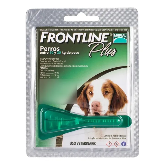 Contra Pulgas Frontline Plus Perro 10 A 20 Kg Agua