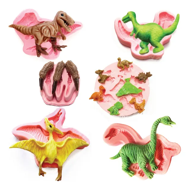 Molde Silicone Dinossauro Gesso Confeitaria Kit 6 Pçs Oferta