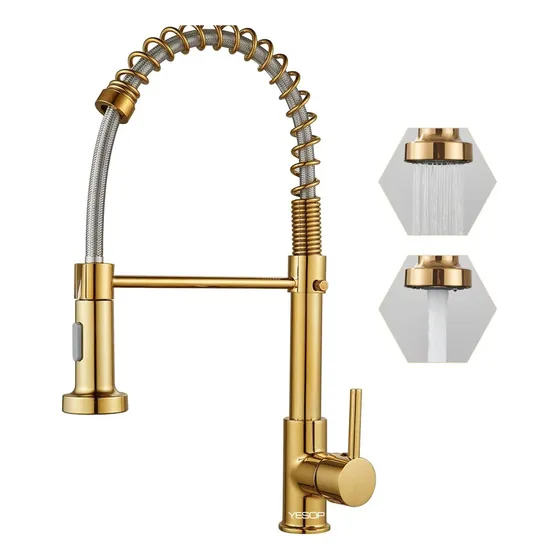 Grifo Monomando Fregadero Llave Mezcladora Cocina Dorado