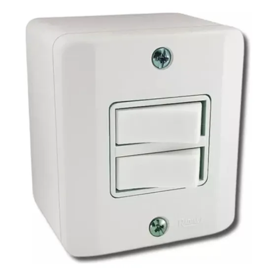 3 Interruptor Duplo Sistema X Com Caixa Sobrepor Ext. Radial