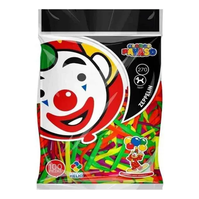 Globos Salchicha Neon Largo #270 Payaso 100 Piezas Fiesta