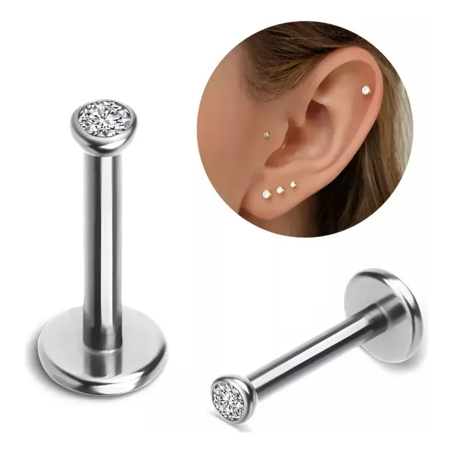 Piercing Titânio Ponto De Luz Zircônia Conchlabret Helix Pvd