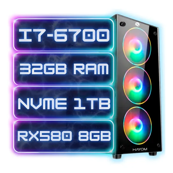 Pc Computador Gamer I7-6700 32gb Ram Nvme 1tb Rx580 8gb 
