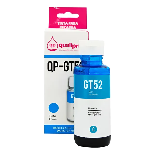 Tinta Para Impresora Hp Cyan-azul Gt52 70ml Genérica