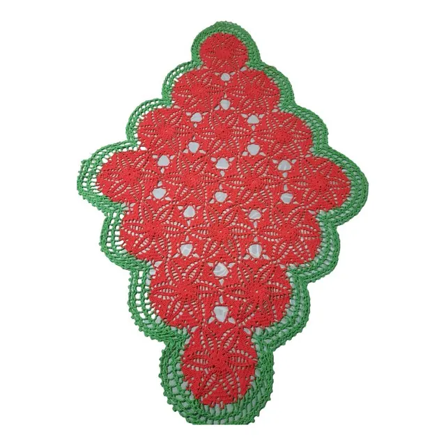 Centro De Mesa Rojo Con Verde Grande Tejido A Mano