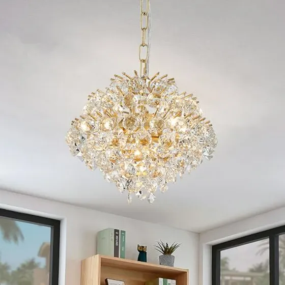 Lámpara De Techo Bestier Gold: Araña Moderna De Cristal 4 G9