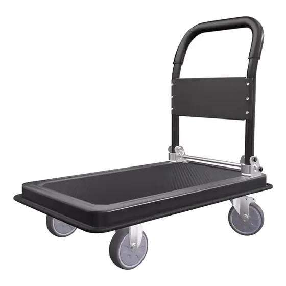 Carrito Plataforma Plegable De Carga 300kg Con Silenciador Negro