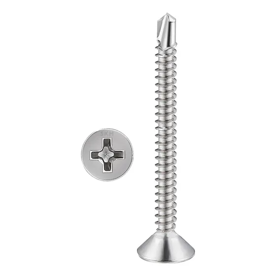 T3 Tornillo Punta Mecha 6 x 1 5/8 (3,5 x 41mm) Cabeza Fresada Para Perfileria Skyhard Bolsa Por 100 Unidades