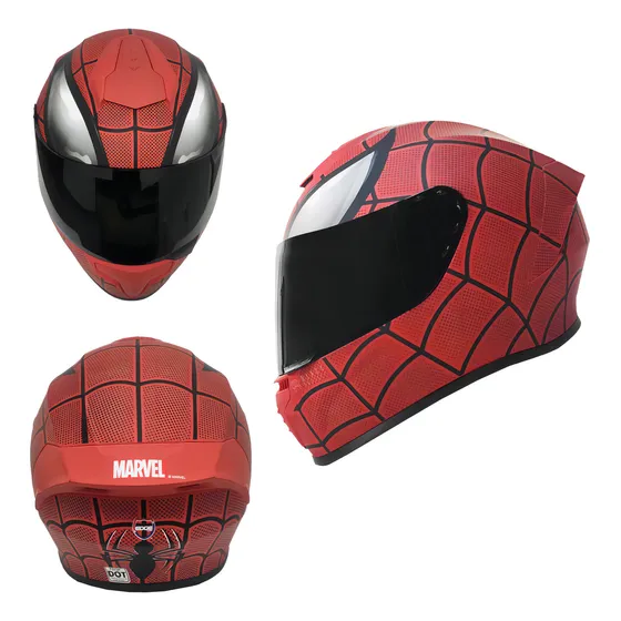 Casco Integral Marvel Edge Frankie Spiderman Rojo Certificado Dot Talla M (57 - 58 Cm)