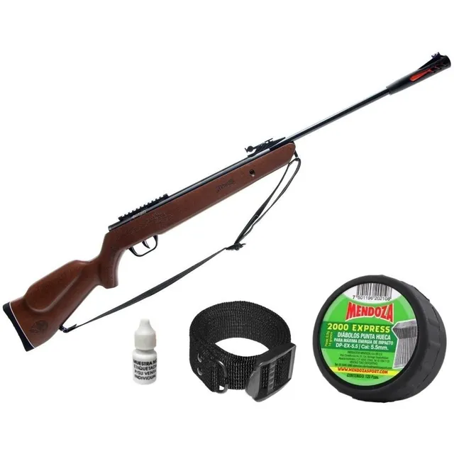 Rifle Quetzalcoatl Nitropiston Madera Barniz 5.5mm Mendoza