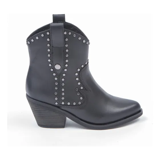 Bota Gz-98 Savage Texana Negro Con Taco Moda De Mujer Tachas