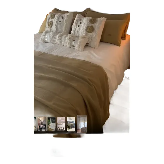 Set Almohadones + Pie De Cama 6 Piezas King Tusor Y Waffle
