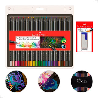 Kit Escolar Lapis De Cor 24 Cores E Apontador Faber Castell Kit Escolar Lapis De Cor 24 Cores E Apontador Faber Castell