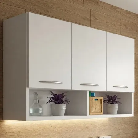 Armário Aéreo Suspenso Em Mdp 90x62x27 C/ Espaço Decorativo Branco