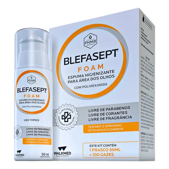 Blefasept Foam Espuma Antisséptica C/ Phmb Para Olhos 50ml