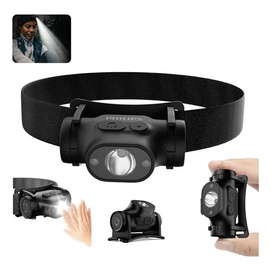 Philips Lampara Cabeza Linterna Led Minera Recargable Con Sensor Linterna Tactica Linternas Potentes Led Recargable Impermeable 190lm 3w Batería de larga duración Sfl1851