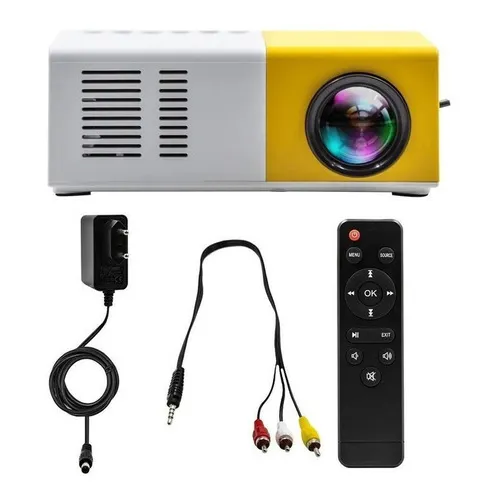 Mini Projetor Portátil Full Hd Led 600 Lumens Usb Sd Hdmi Cor Branco/amarelo