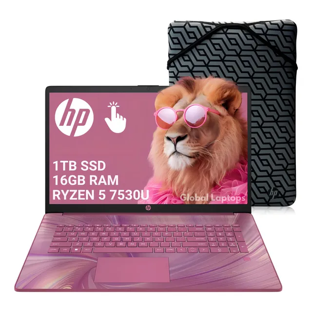HP 17 Pink Ryzen 5 7530u 1 TB SSD 16 GB Ram Pantalla 17.3 Hd+ 1600 px X 900 px Amd Radeon Graphics incluye Windows Laptop Rosa Cp3704 Con Regalo