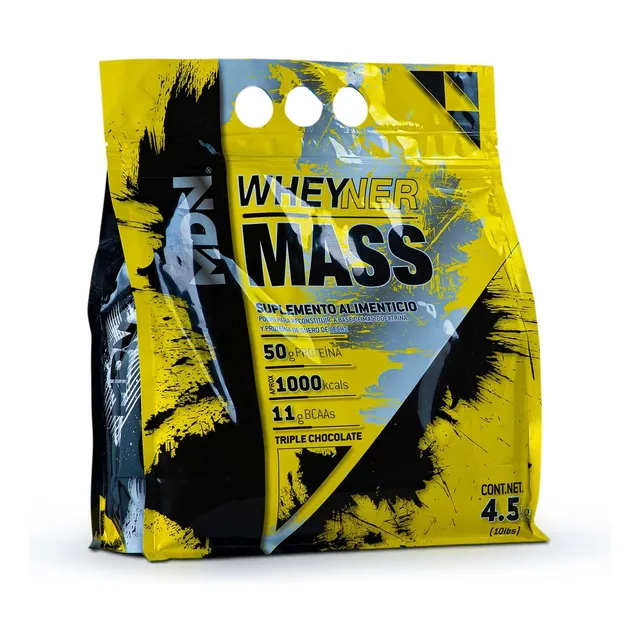 Proteína Ganador de Peso WheyNer Mass MDN Sports 4.5kg Sabor Chocolate 50g Proteína, 1000 calorías por servicio