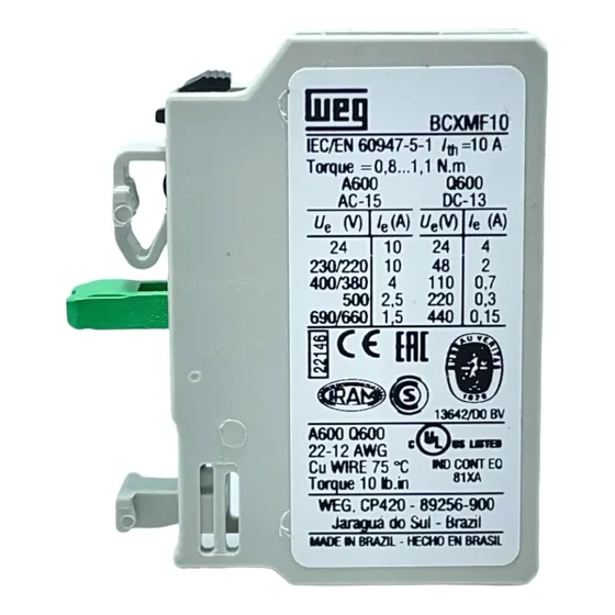 Bloco De Contato Aux. 1na Frontal P/ Contator Weg Cwm