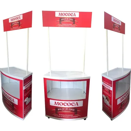 Balcão C/ Vitrine Desmontável Pdv Stand De Vendas Portátil Branco