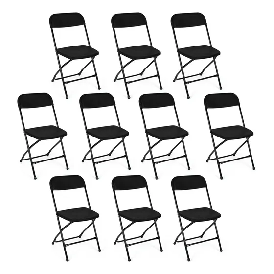 Pack 10 Pzs Silla Plegable Color Negro Jardin Eventos Nube