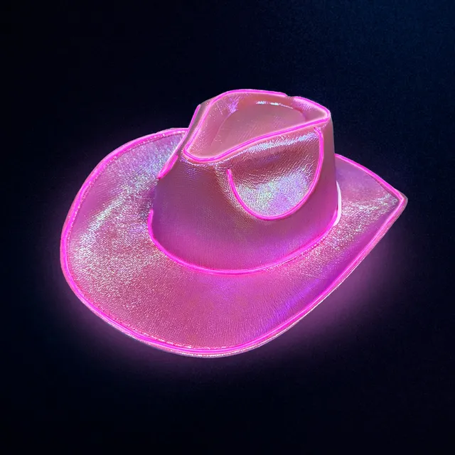 Sombrero De Vaquera Led Holográfica Disfraz Fiesta Hora Loca
