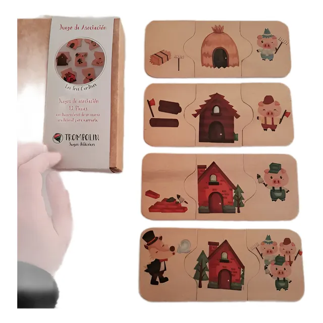 Juego Asociación Los 3 Cerditos Montessori Didactico Madera