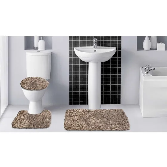 Alfombra Baño Popular Shaggy Olivia Collection Juego 3 Pieza