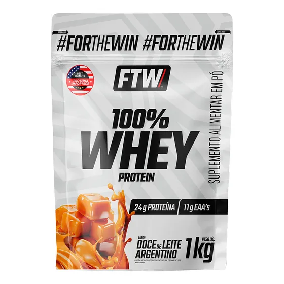 Whey Protein 100% Concentrado Refil 1kg Sabor Doce De Leite Argentino - FTW