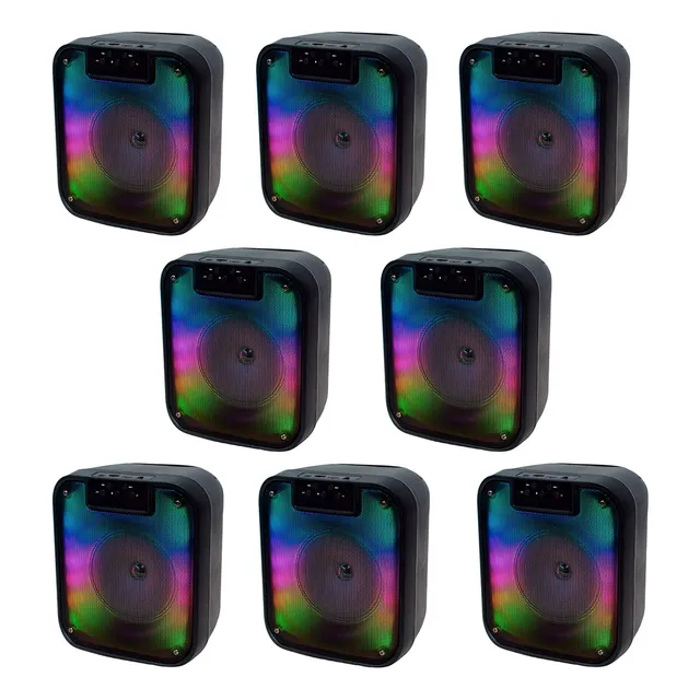 Pack 8 Pzas Bocina Bt 3 PuLG Luz Multicolor Tws Radio Fm
