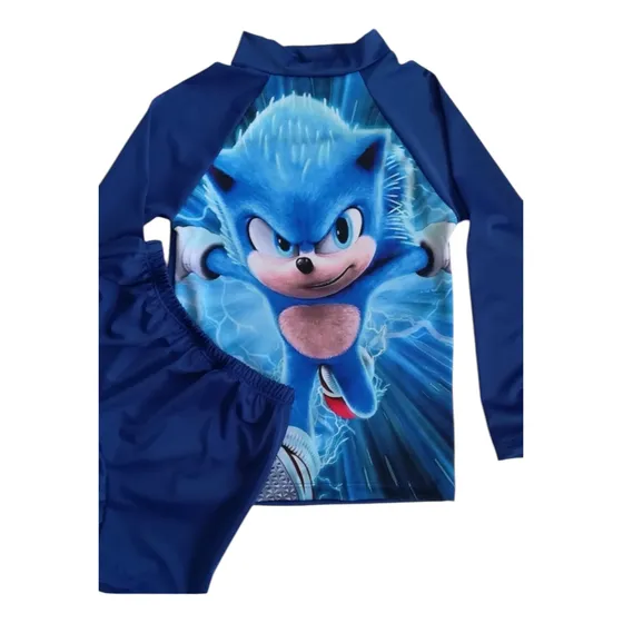 Traje De Baño Niño Natación Sonic Boom Camibuso Y Short