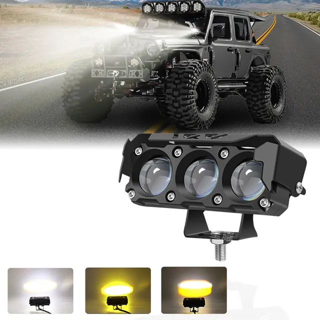 Faros Led De Lupa Triple Dual Color 12v 24v