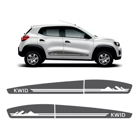 Faixa Lateral Renault Kwid Life Zen Montanha Adesivo Grafite