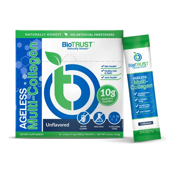 Colágeno En Polvo Biotrust Ageless Multi, 16 Paquetes, Sin S