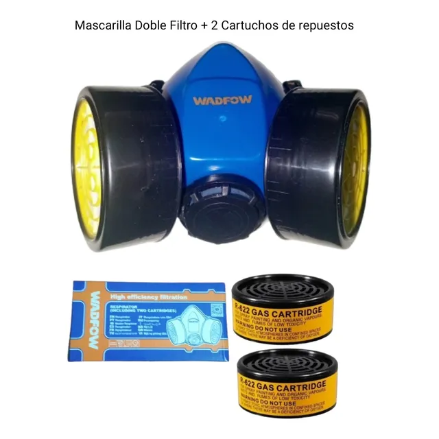 Mascarilla Doble Filtro Y Respirador + 2 Cartuchos Repuestos