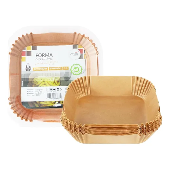 Forma De Papel Descartável Air Fryer Antiaderente Com 50 Un