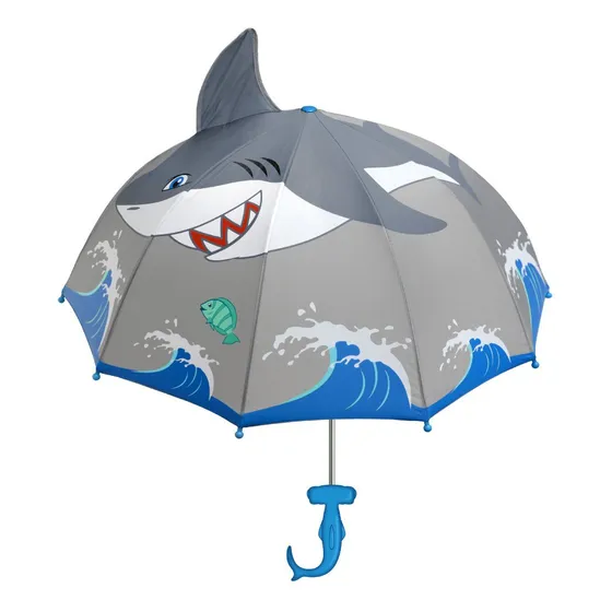 Kidorable Paraguas Gris Tiburon Para Ninos Con Divertido Man