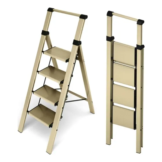 Escalera Aluminio Reforzado Con 4 Escalones Agarre Seguridad