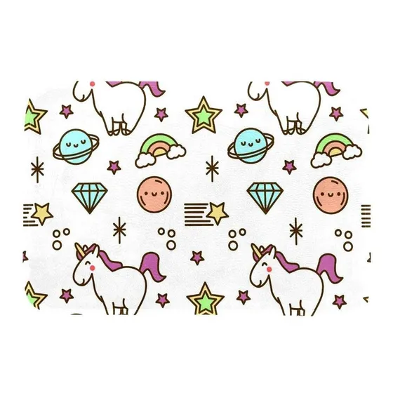 Alfombra Baño Patron Estrella Unicornio Parte Trasera Hoja X