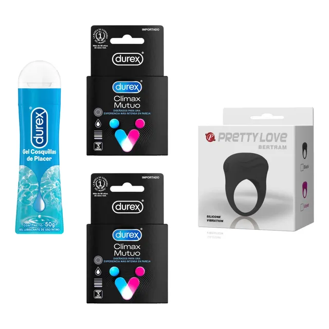 Combo Preservativos Clímax Mutuo+ Anillo Vibrador B.+ Gel L.