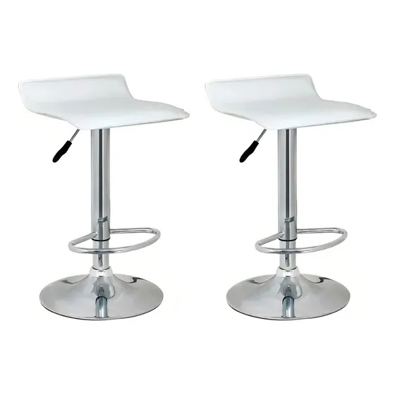 Banqueta Koa SP-3012 color blanco con acabado cromado de 87cm de alto x 2u
