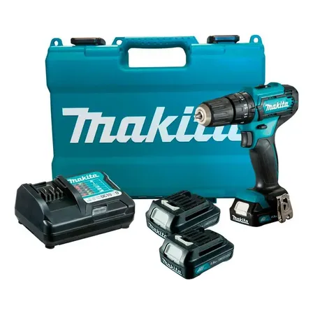 Parafusadeira E Furadeira Impacto Makita 12v Hp333 2bat Azul-turquesa 127/220v