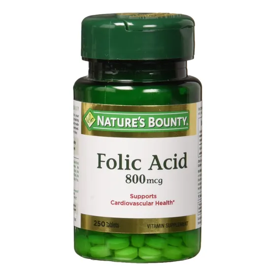 Suplemento De Ácido Fólico Nature's Bounty 800 Mcg 250 Table