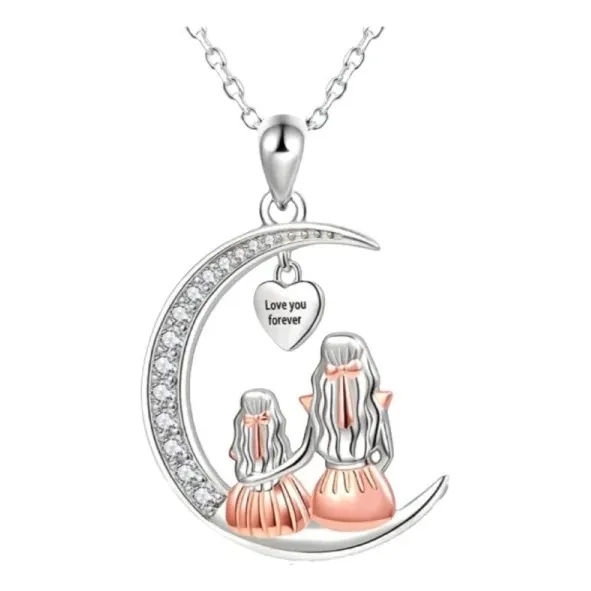 Collar Madre Mama E Hija Corazon Luna Amor Eterno Regalo