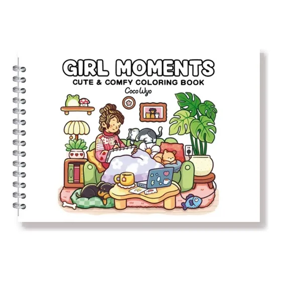 Livro De Colorir Girl Moments Capa Dura, 45 Páginas Variadas Com Papel De Alta Gramatura Tamanho A5 Com Acetato Bobbie Goods
